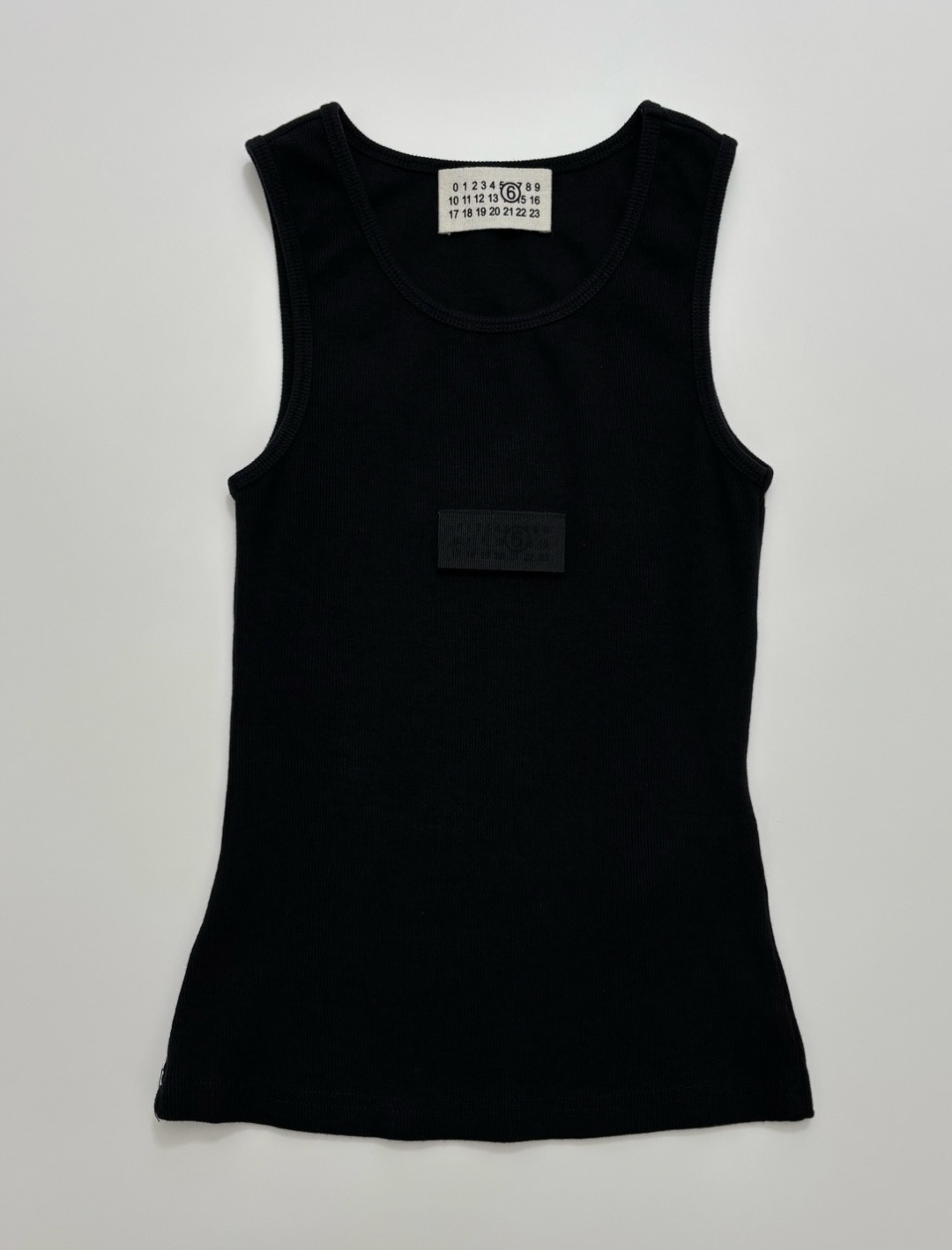 MM6 Maison Margiela Distressed Ribbed Vest Top with 3D Label