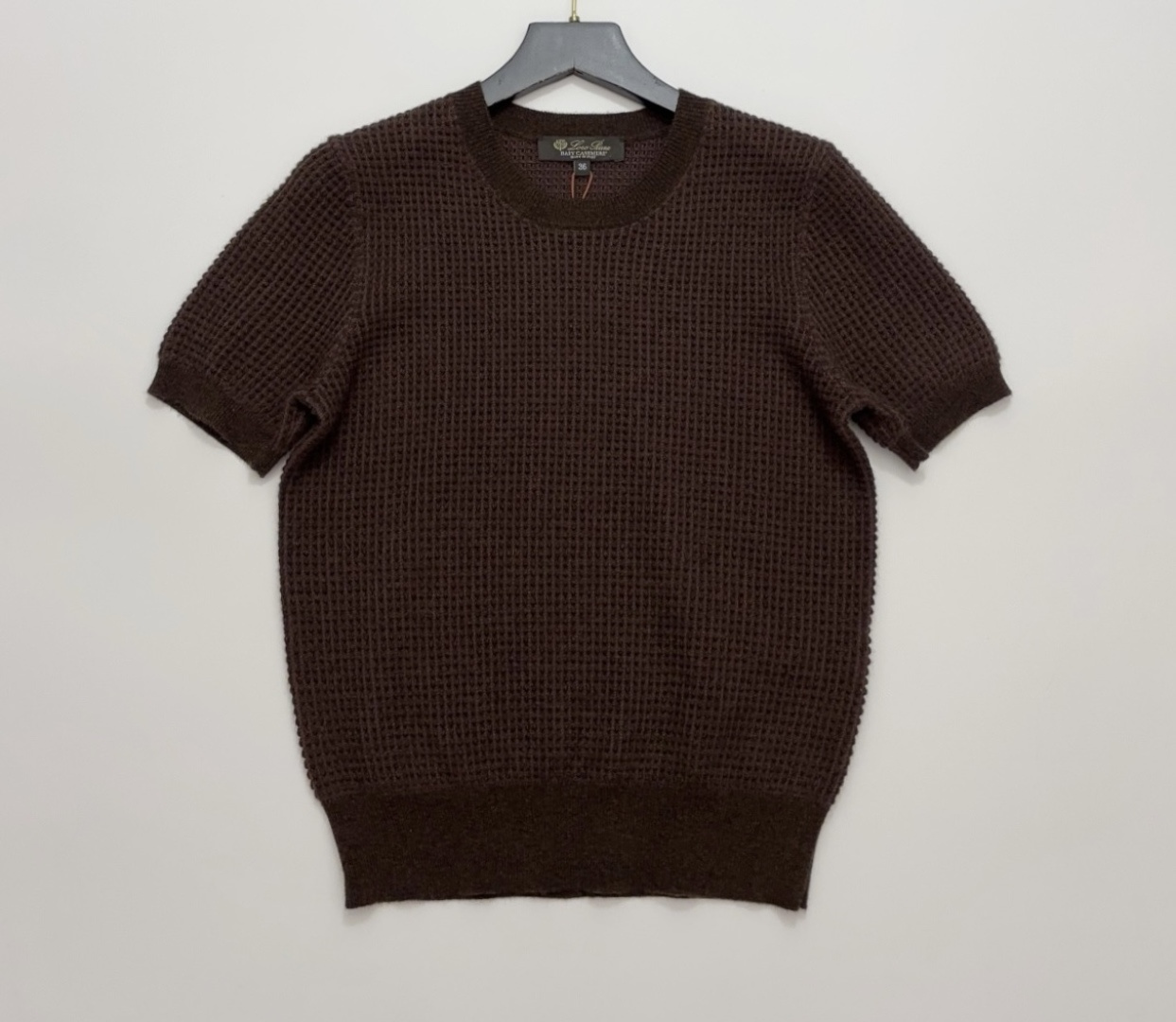 Loro Piana LP Early Spring Minimalist Waffle Knit Short-Sleeve Top