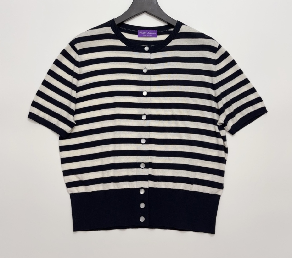 Pre-Spring 2026 Slim Fit Striped Short-Sleeve Knit Round Neck Cardigan