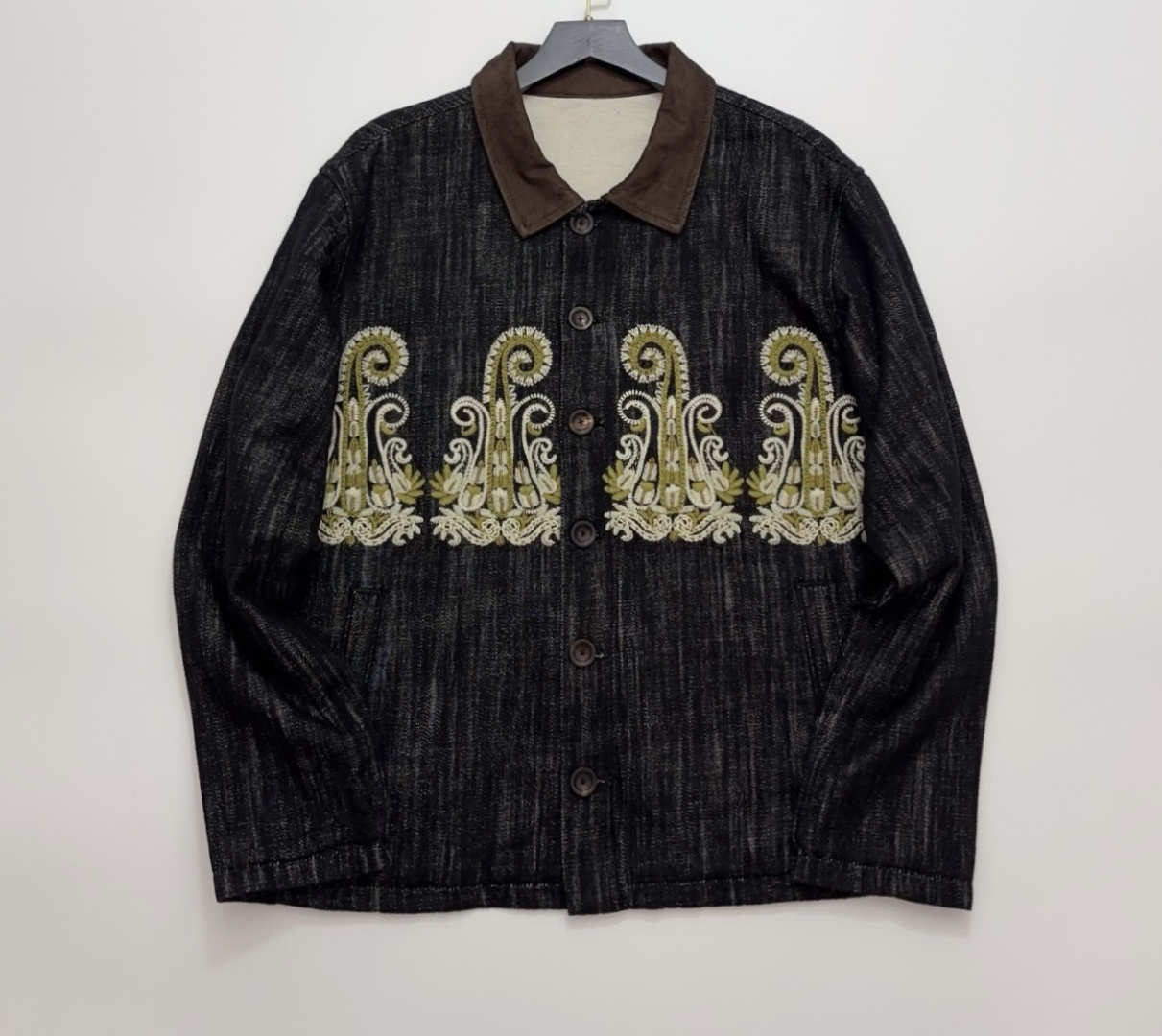 Baroque Paisley Embroidered & Beaded Denim Jacket