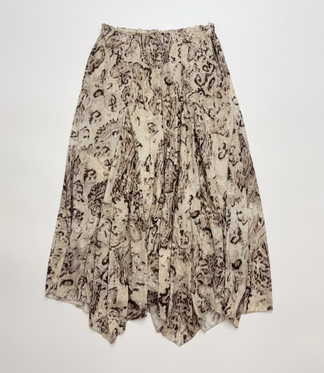 Tie-Dye Cashew Print Irregular Patchwork Elastic Waist Skirt