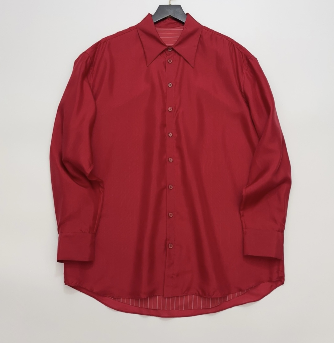 Lemaire Red Single-Breasted Loose Long Sleeve Shirt