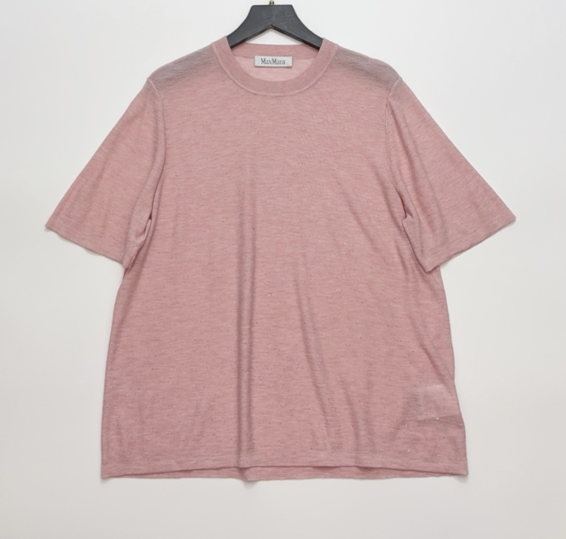 Max Mara Sequin Blend Loose Knit Short Sleeve Top