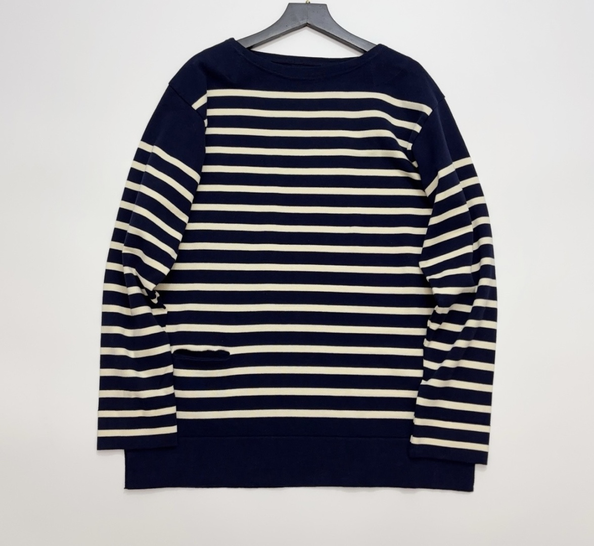 Japanese Style Navy Striped Long Sleeve Cotton T-Shirt