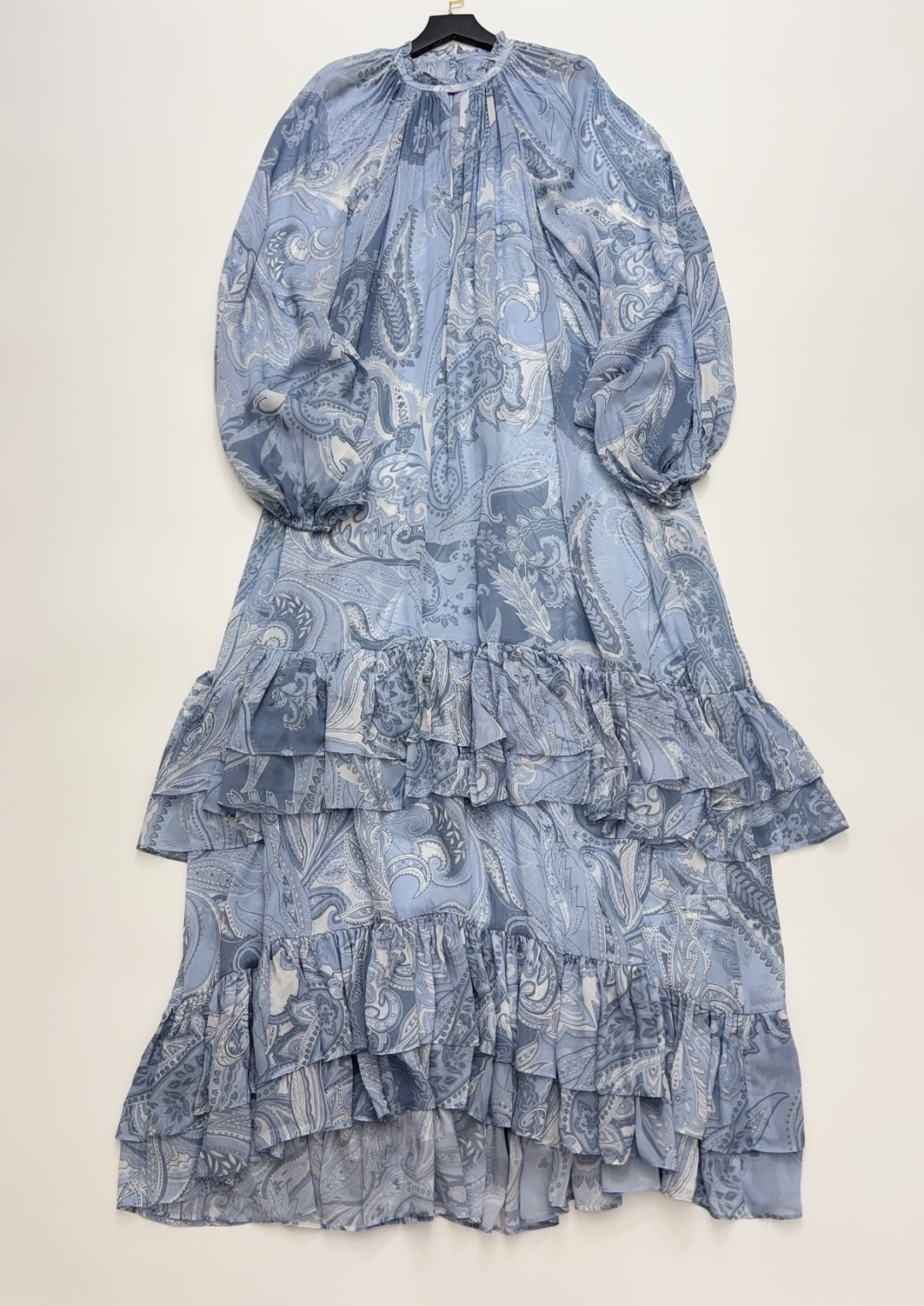 Niche Blue Paisley Print Long Dress