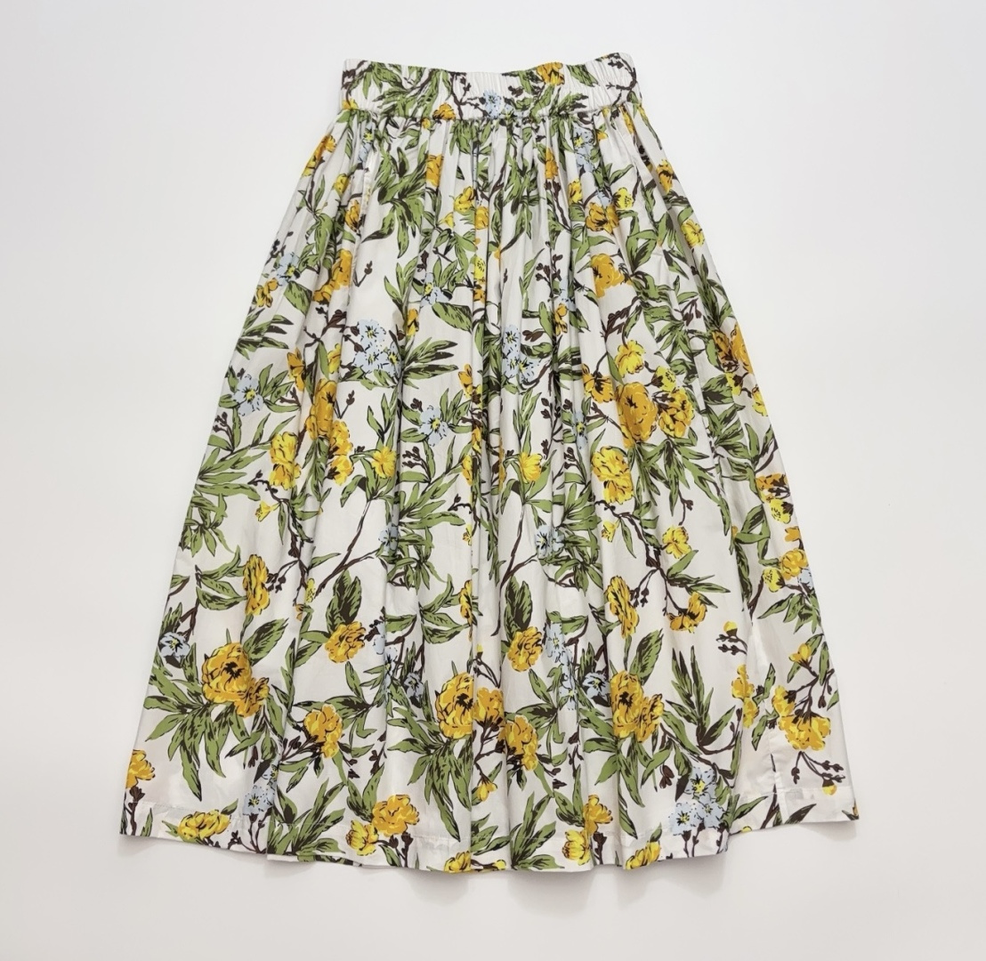 Japanese Floral Print Elastic Waist Skirt, Early Spring Versatile