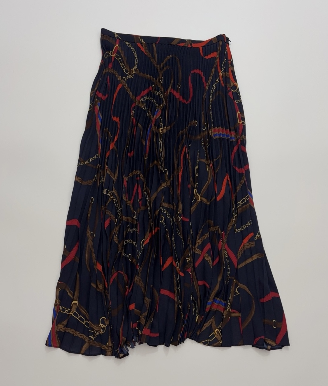 Ralph Lauren Purple Label Chain Print Pleated Skirt