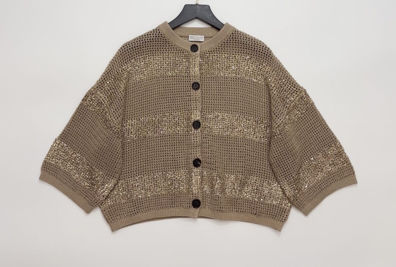 Brunello Cucinelli Spring/Summer Casual Sequin Short Sleeve Mesh Knit Cardigan