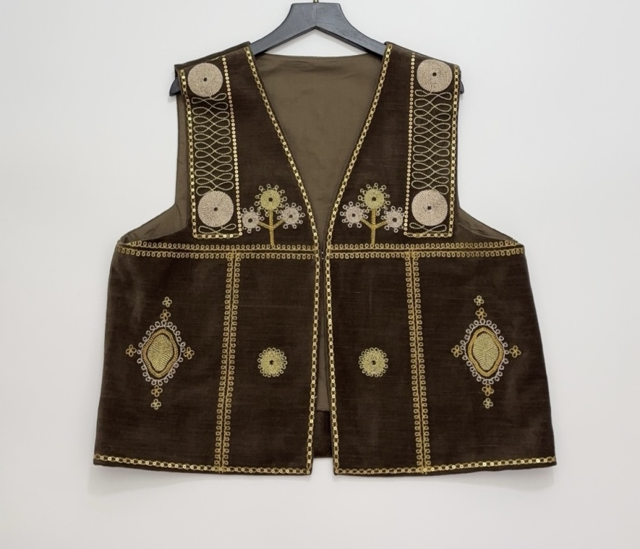 Vinster Fashionable Velvet Embroidered Short Vest