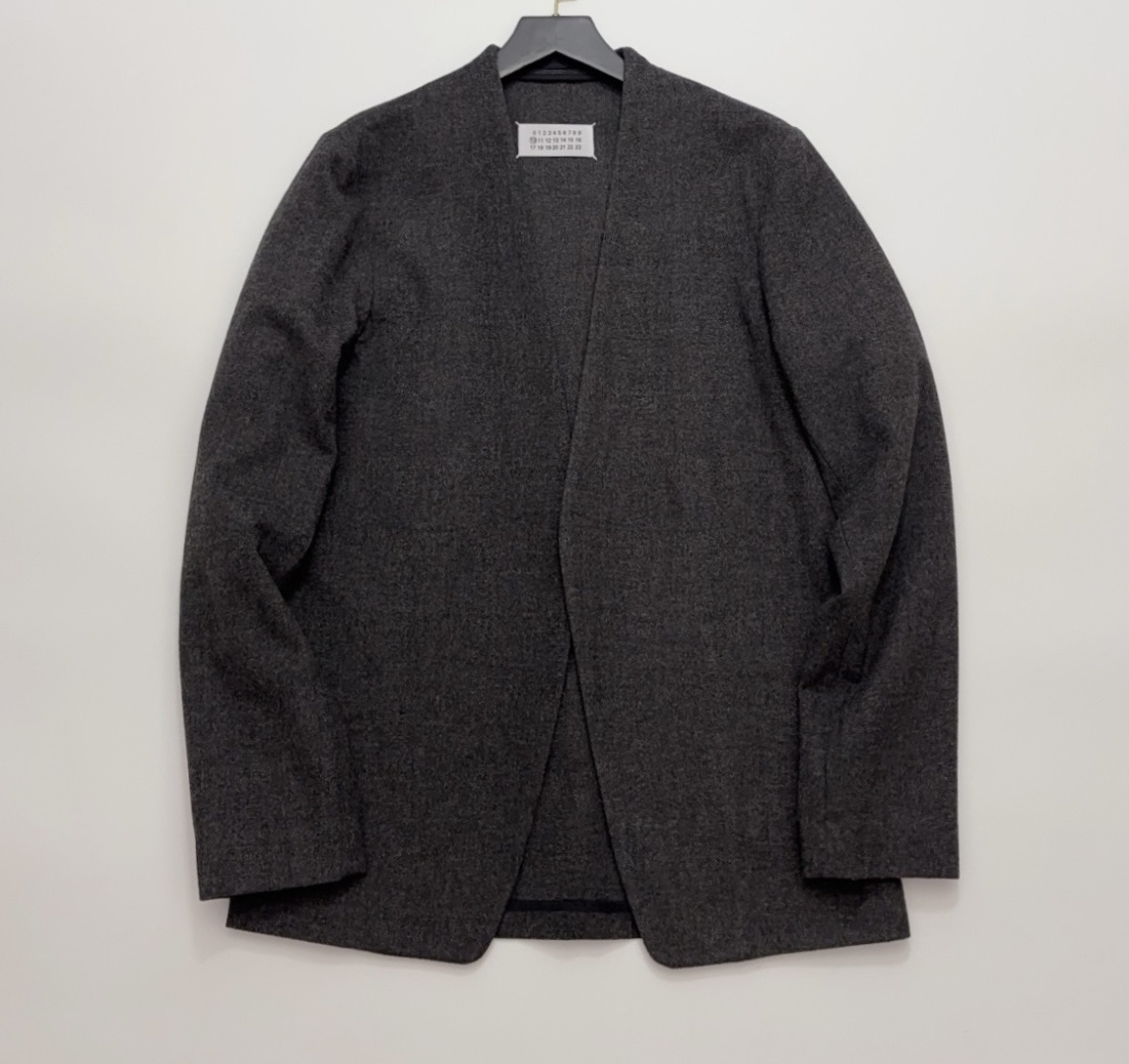 MM6 Maison Margiela Collarless Design Dark Grey Simple Casual Blazer Jacket