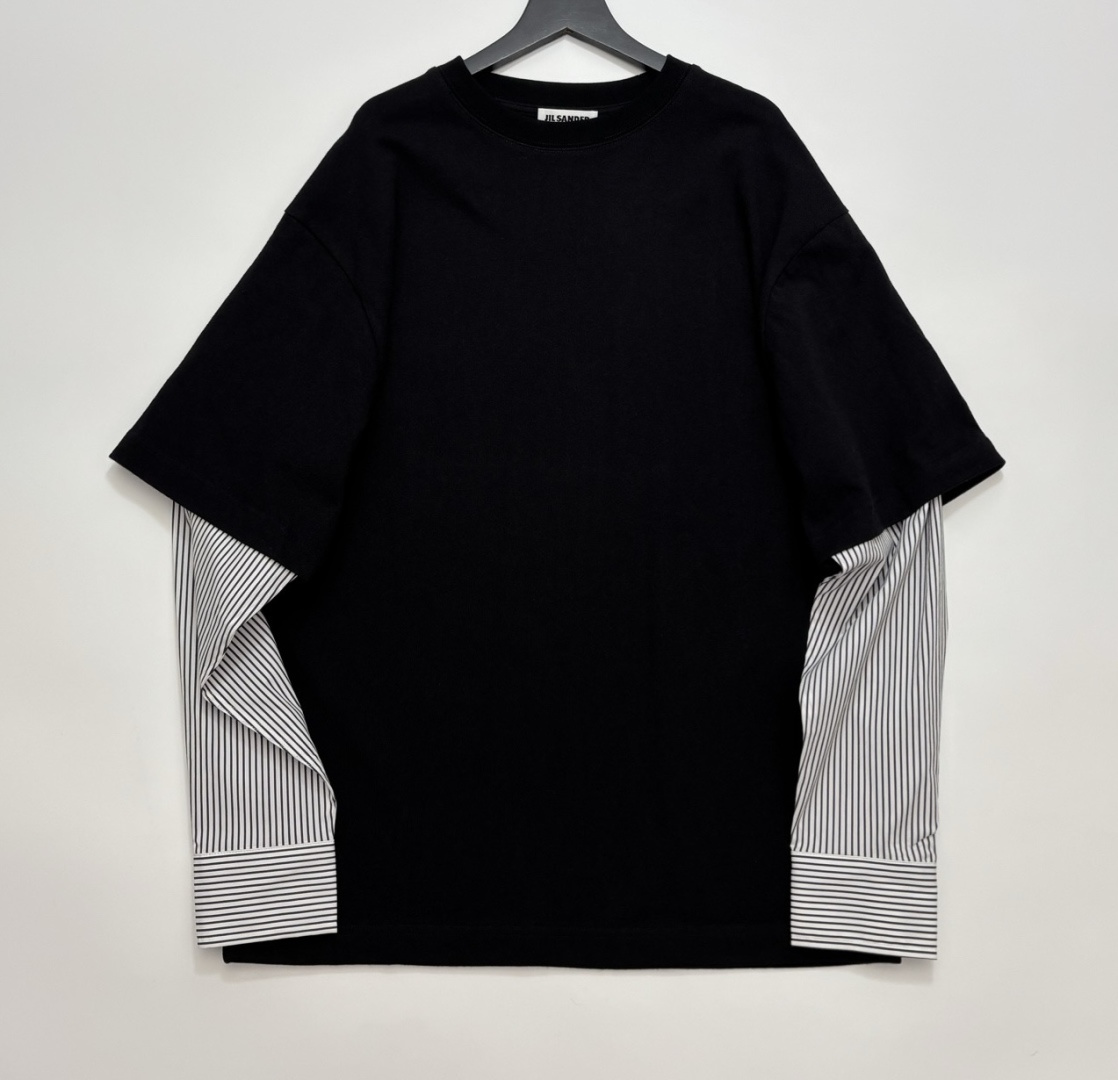 Jil Sander Striped Cotton Faux Two-Piece Long-Sleeve T-Shirt