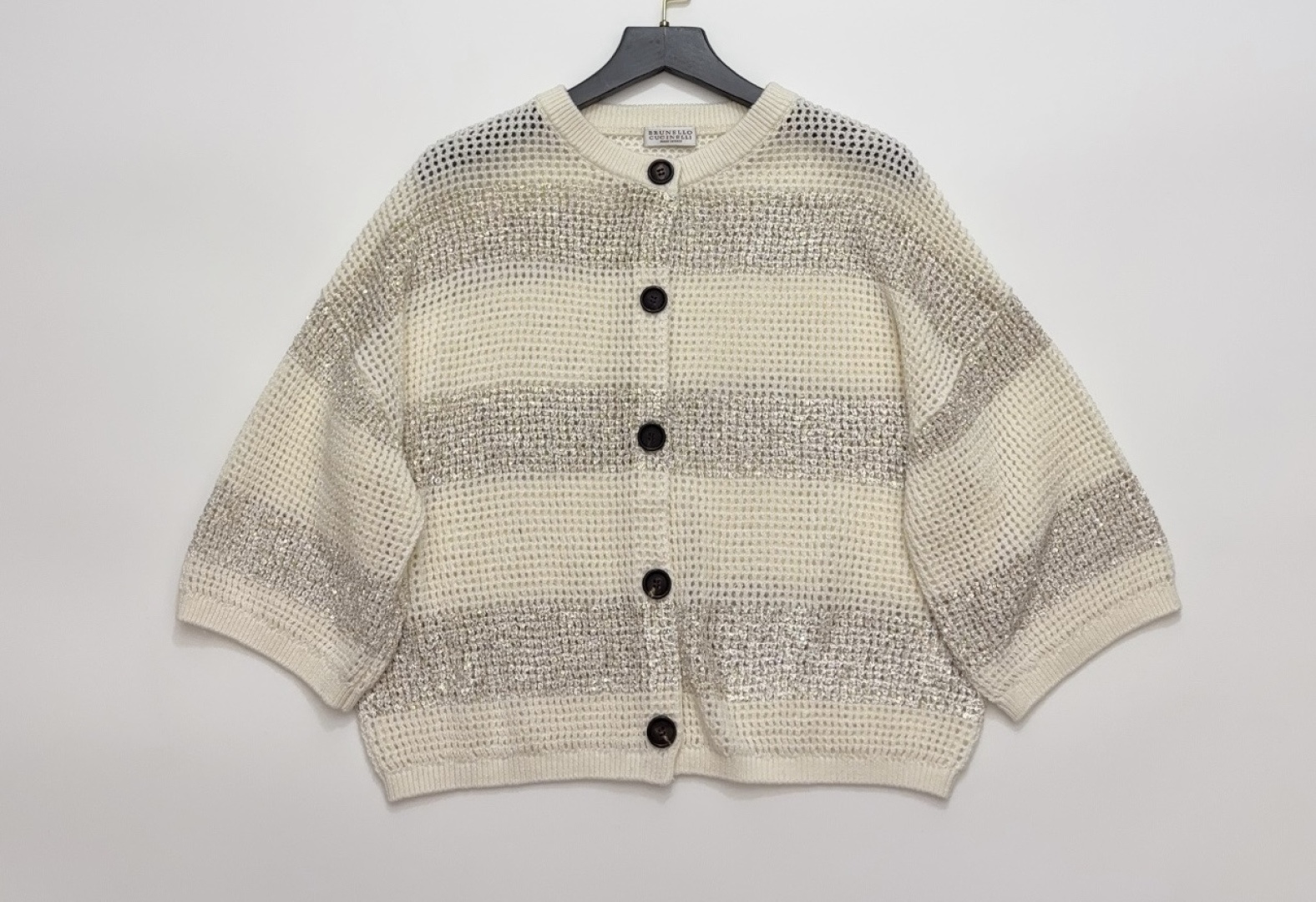 Brunello Cucinelli Spring/Summer Casual Sequin Short Sleeve Mesh Knit Cardigan