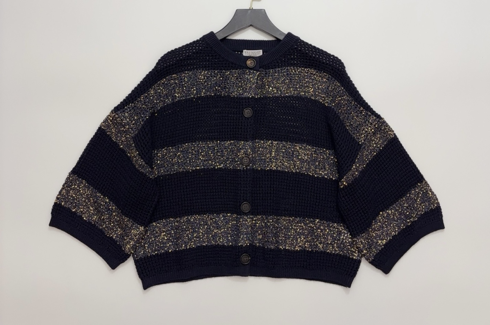 Brunello Cucinelli Spring/Summer Casual Sequin Short Sleeve Mesh Knit Cardigan