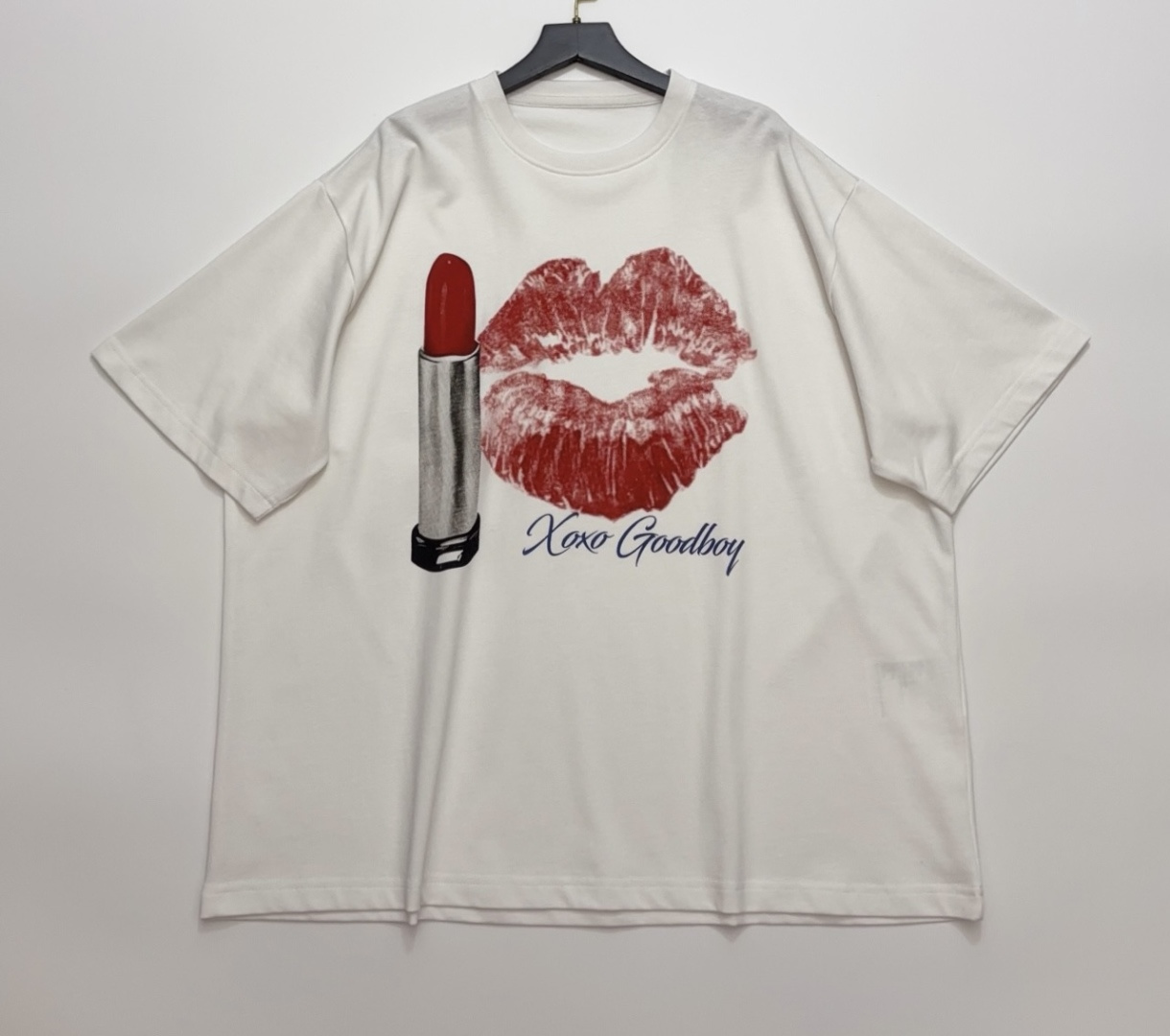 Well-Done Red Lip Print Loose Short Sleeve T-Shirt Top