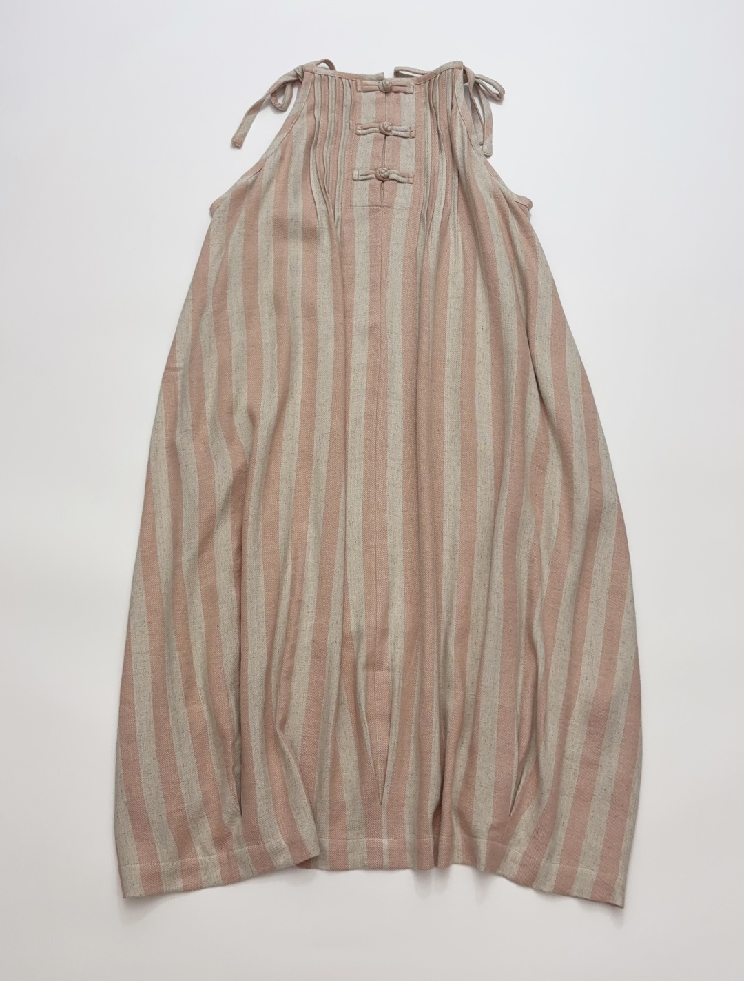 Pleated Pink Stripe Youthful Tie-Waist Tulip Dress