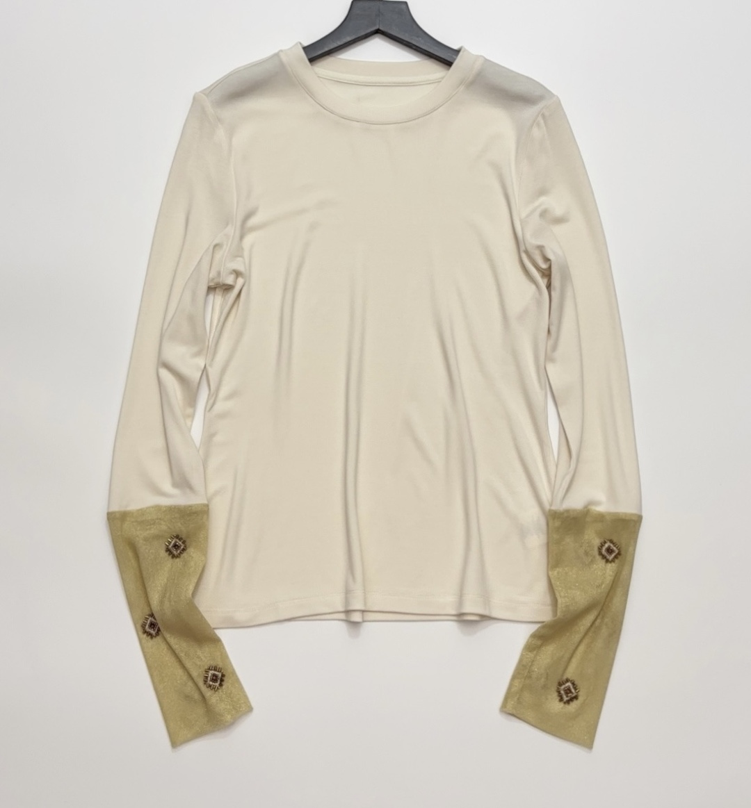 Ice Patchwork Beaded Long Sleeve T-Shirt