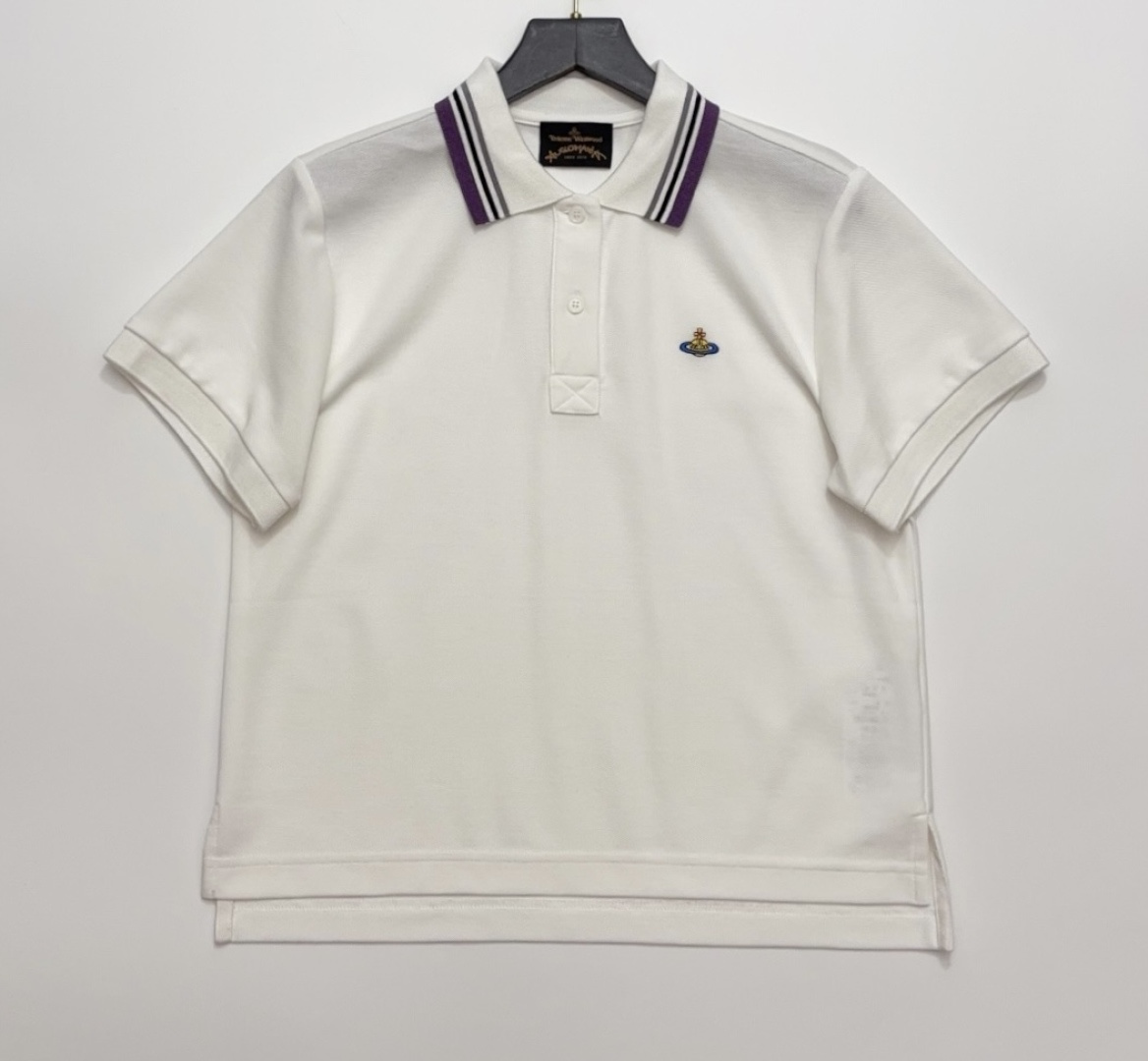 Vivienne Westwood Embroidered Saturn Lapel Polo Short Top