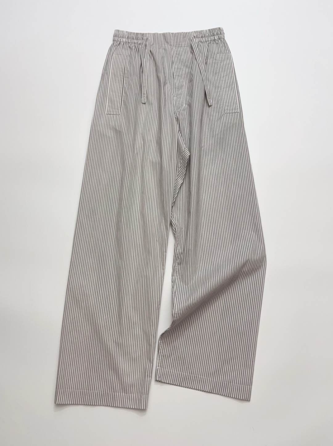 Lemaire Striped Wide-Waist High-Rise Tie-Waist Straight Leg Trousers