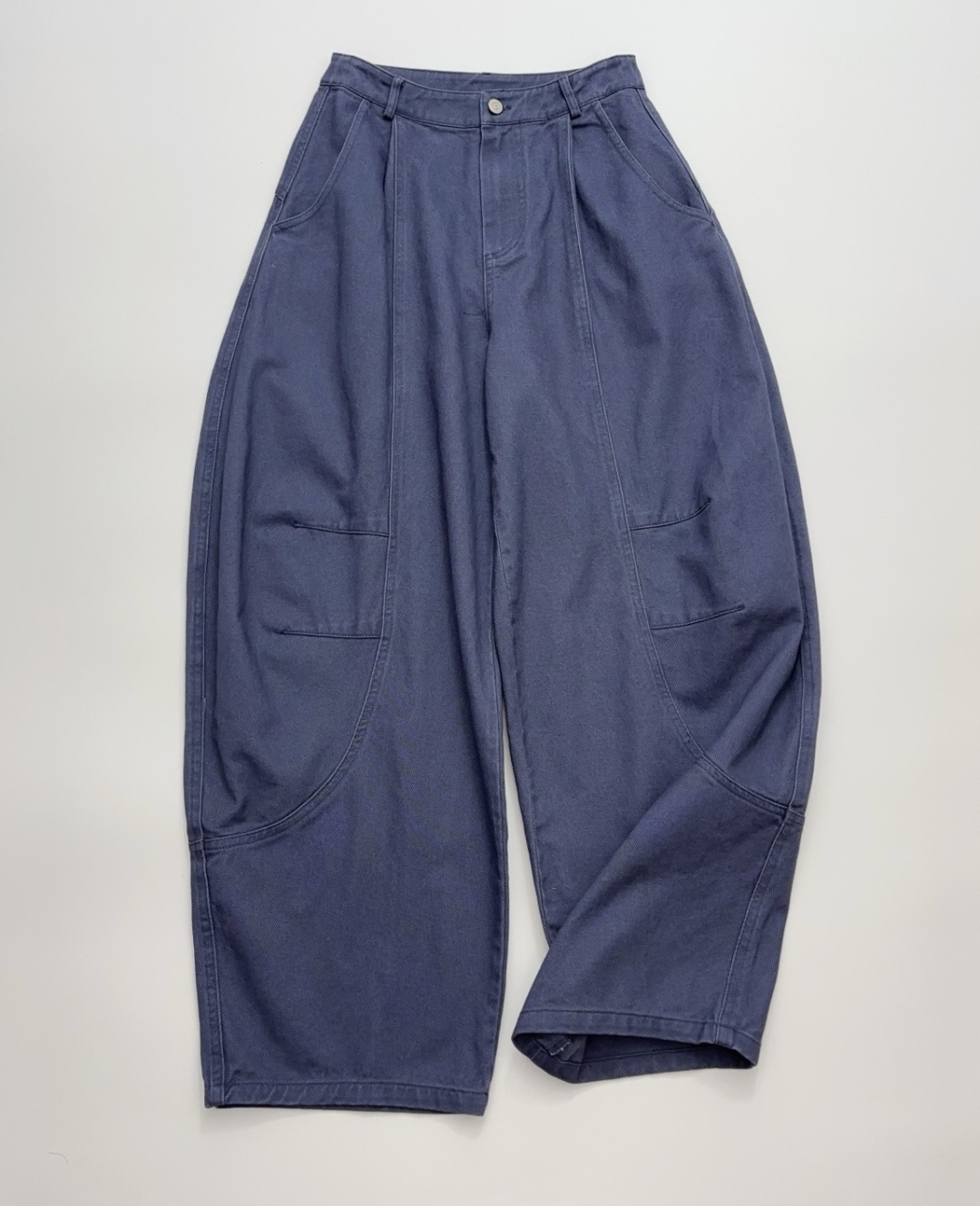 Vintage Washed Distressed 3D Oversized Denim Trousers