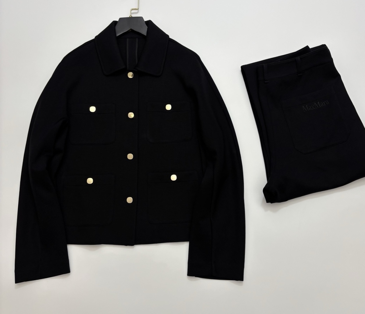 S Max Mara Cotton Single-Breasted Jacket and Casual Trousers Set