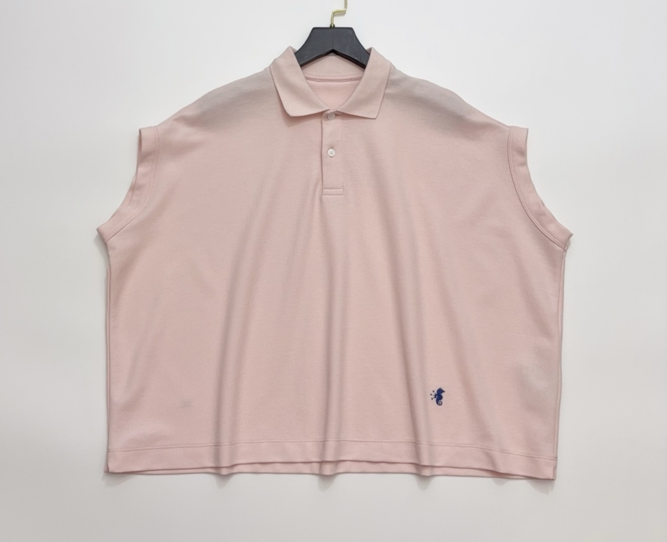Japanese Style Seahorse Embroidered Flutter Sleeve Polo T-Shirt