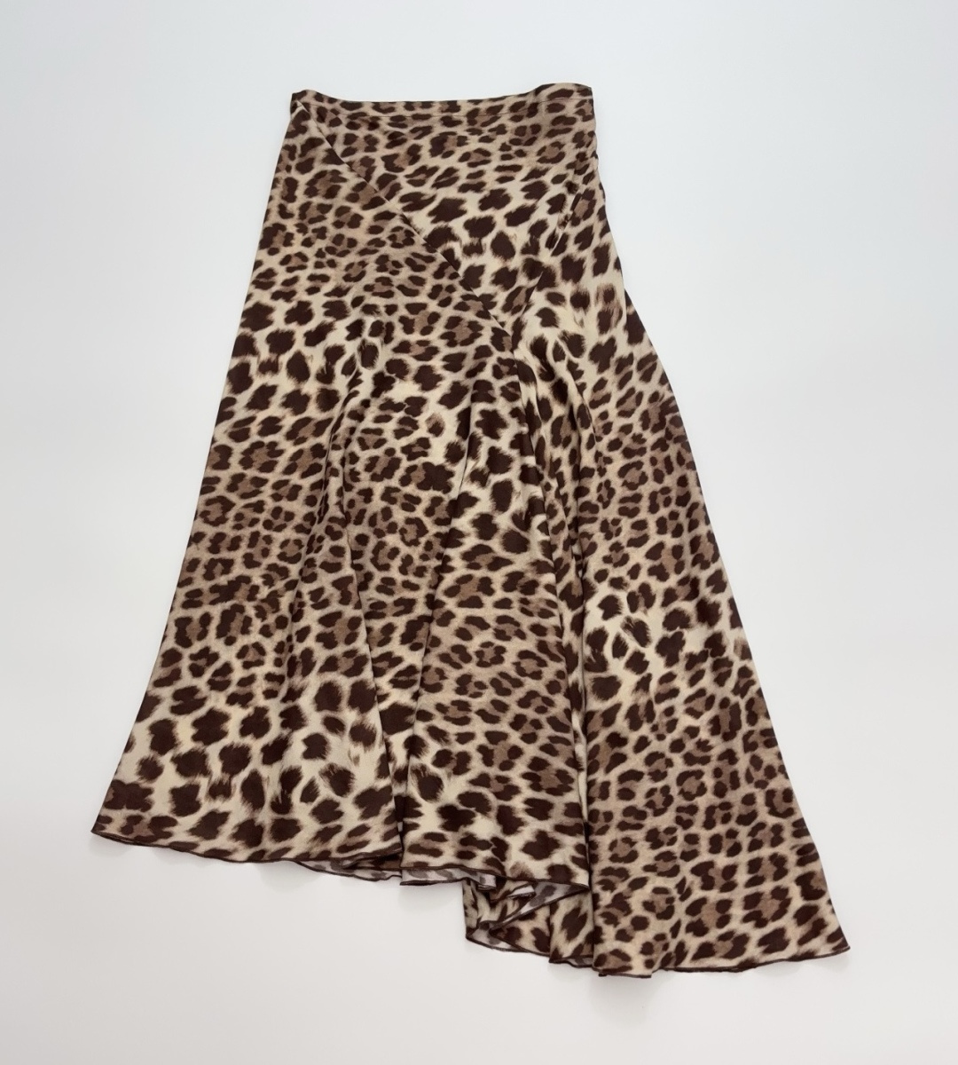 Réalisation Par The Pixie Leopard Print Sexy High-Waist Long Silk Bias-Cut Patchwork Skirt