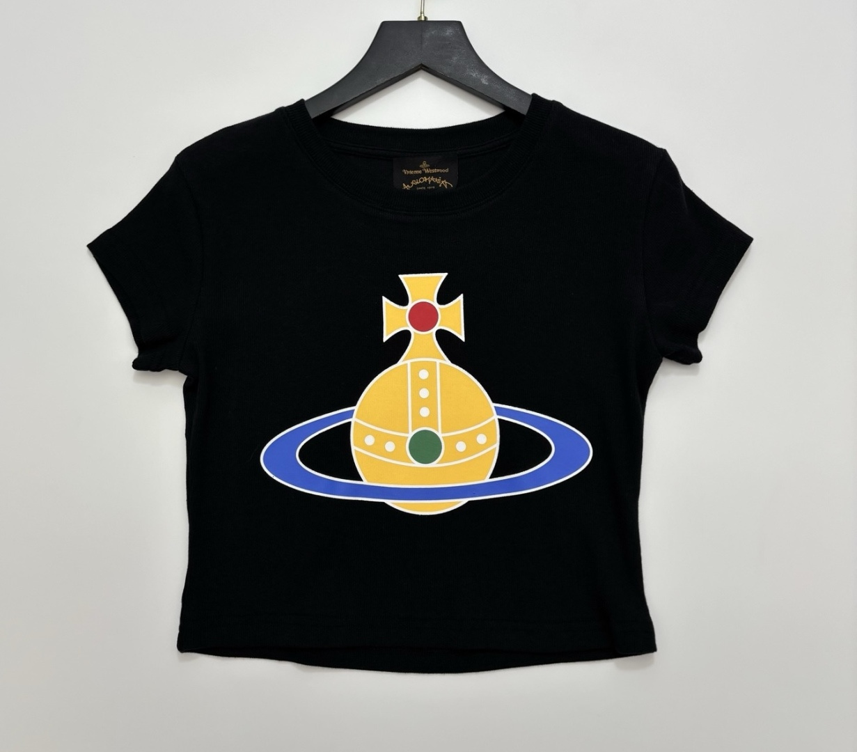 Vivienne Westwood Saturn Print Cropped Slim Fit Crewneck T-Shirt