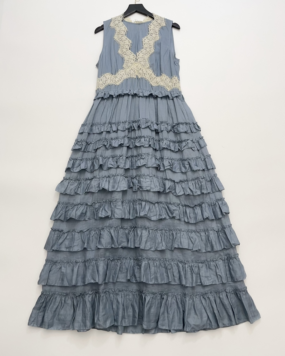 SEA Lace Patchwork Tiered Cream White Long Dress
