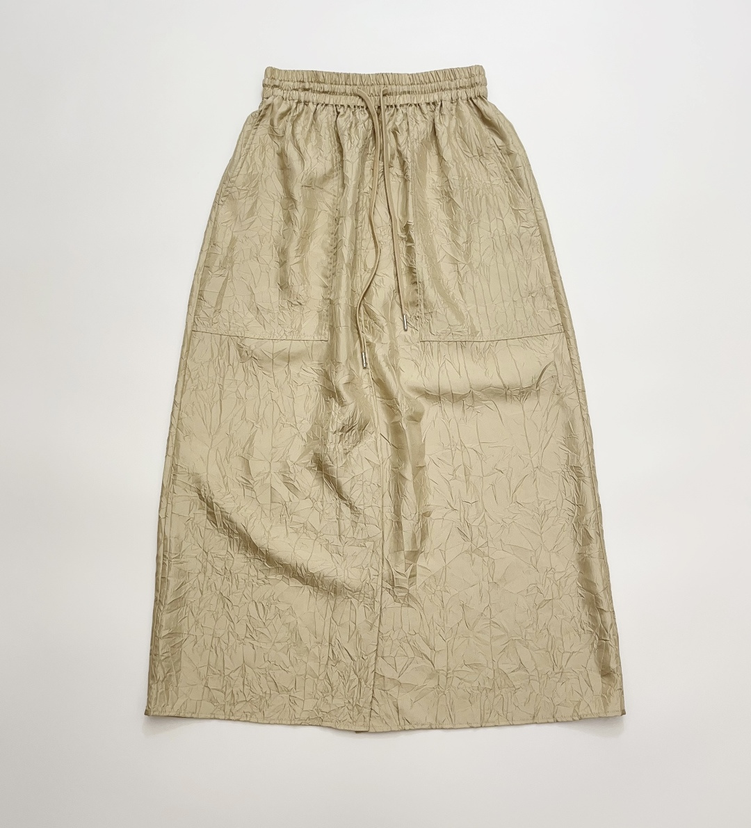 Studio Nicholson Drawstring Elastic Waist Slit Pocket Pleated Midi Skirt