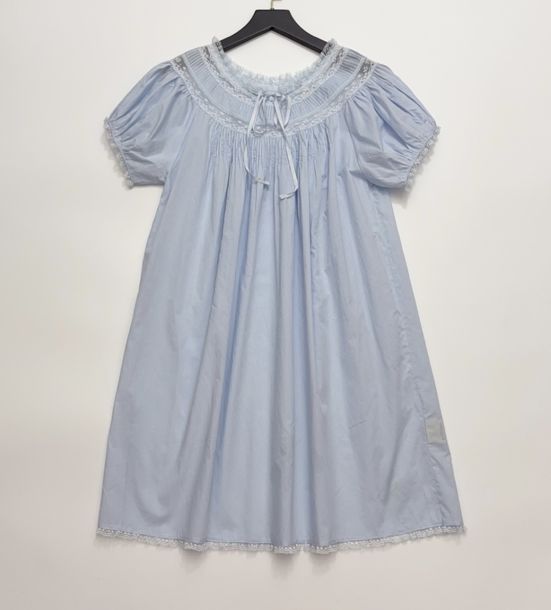 Dôen Spring/Summer Lace Patchwork Babydoll Puff Sleeve Mini Dress