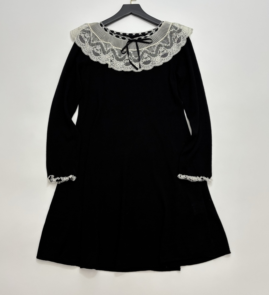 Dôen Sandrine Lace Collar Long Sleeve Vintage Mini Dress