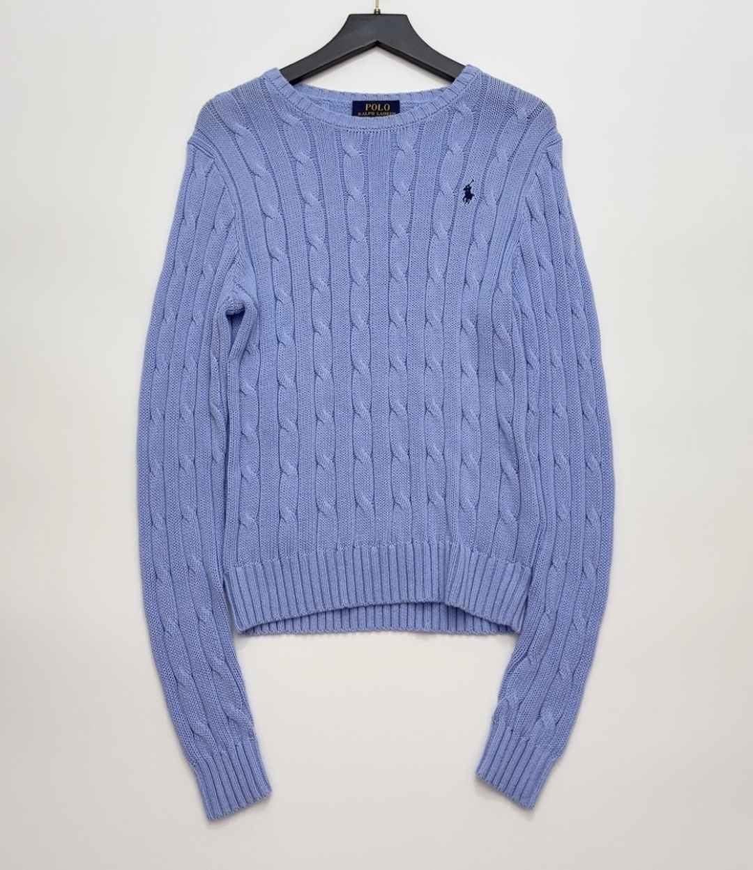 Polo Ralph Lauren Pure Cotton Cable Knit Embroidered Crewneck Sweater