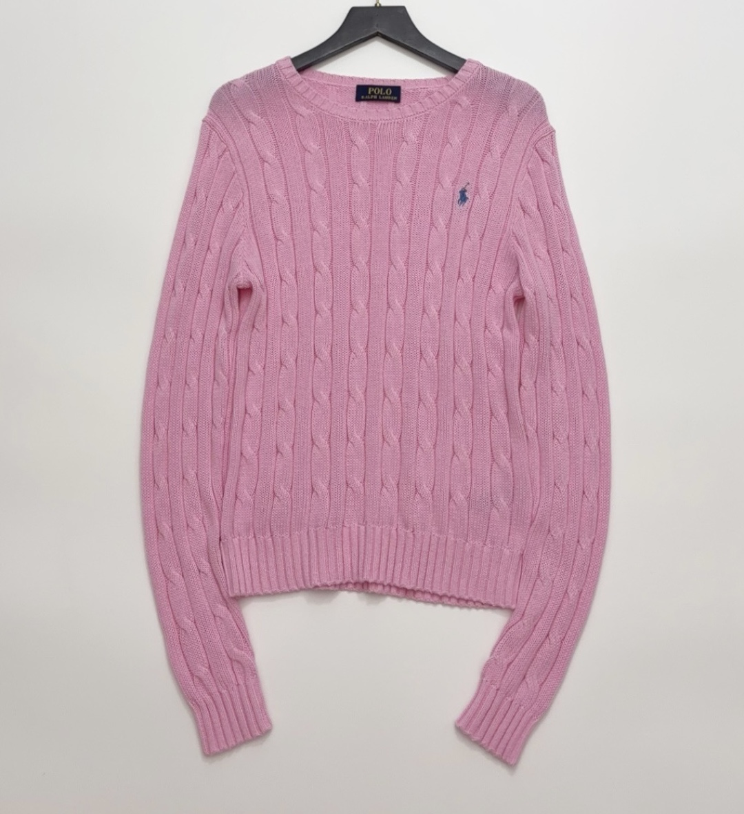 Polo Ralph Lauren Pure Cotton Cable Knit Embroidered Crewneck Sweater
