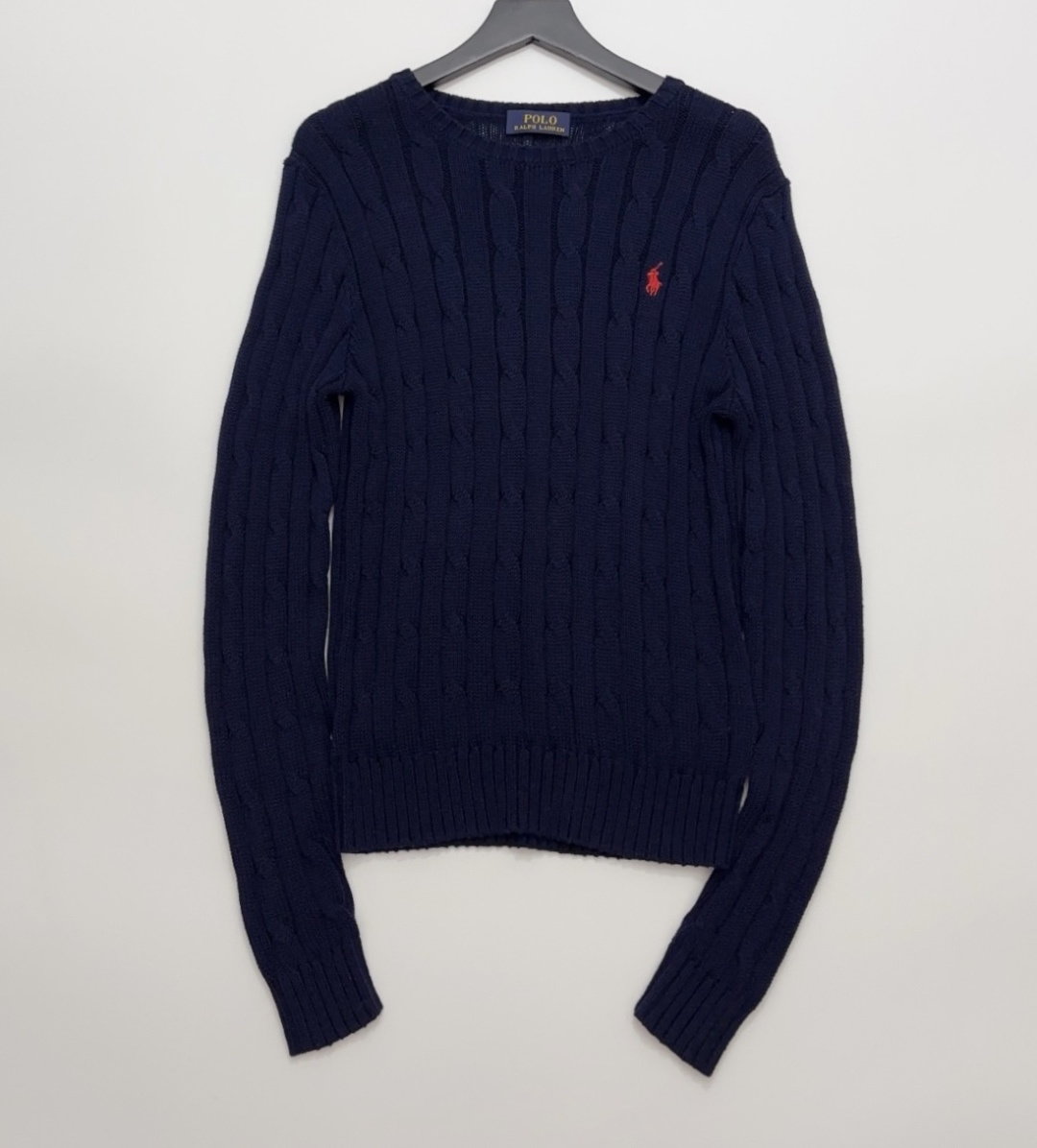 Polo Ralph Lauren Pure Cotton Cable Knit Embroidered Crewneck Sweater