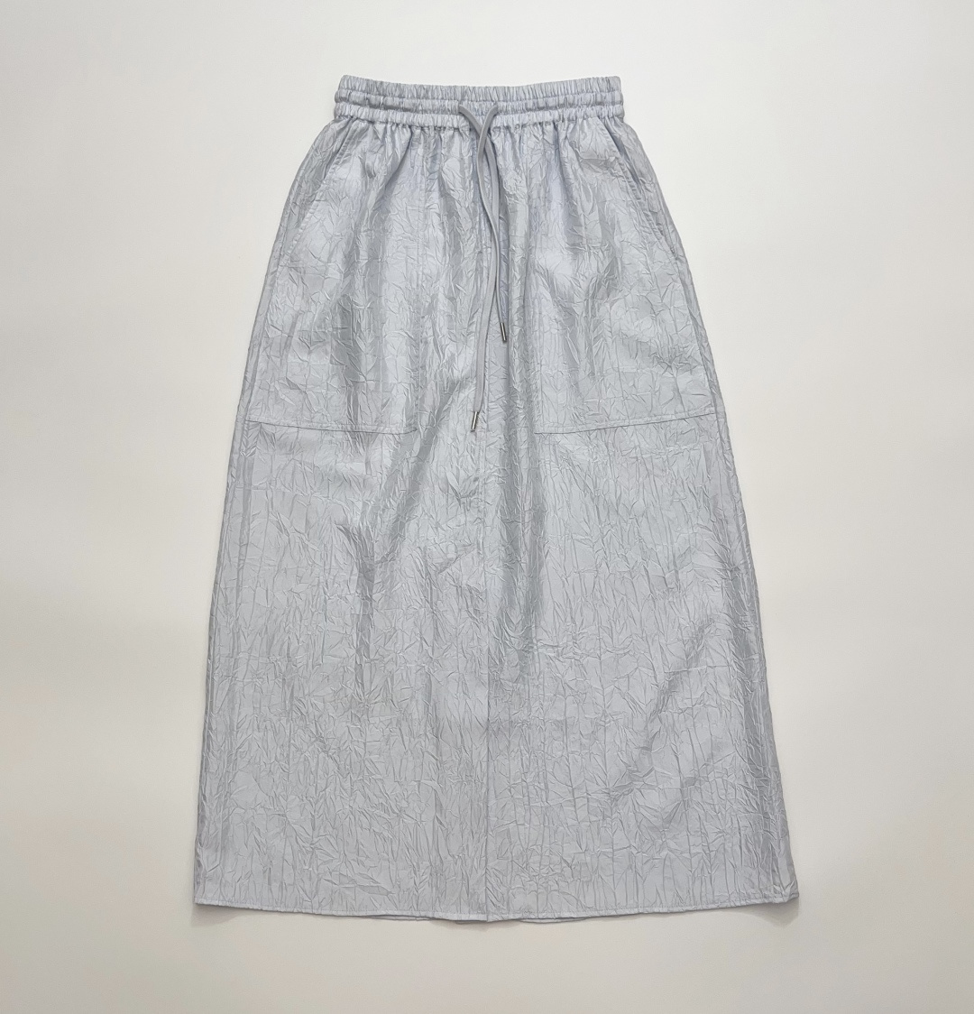 Studio Nicholson Drawstring Elastic Waist Slit Pocket Pleated Midi Skirt