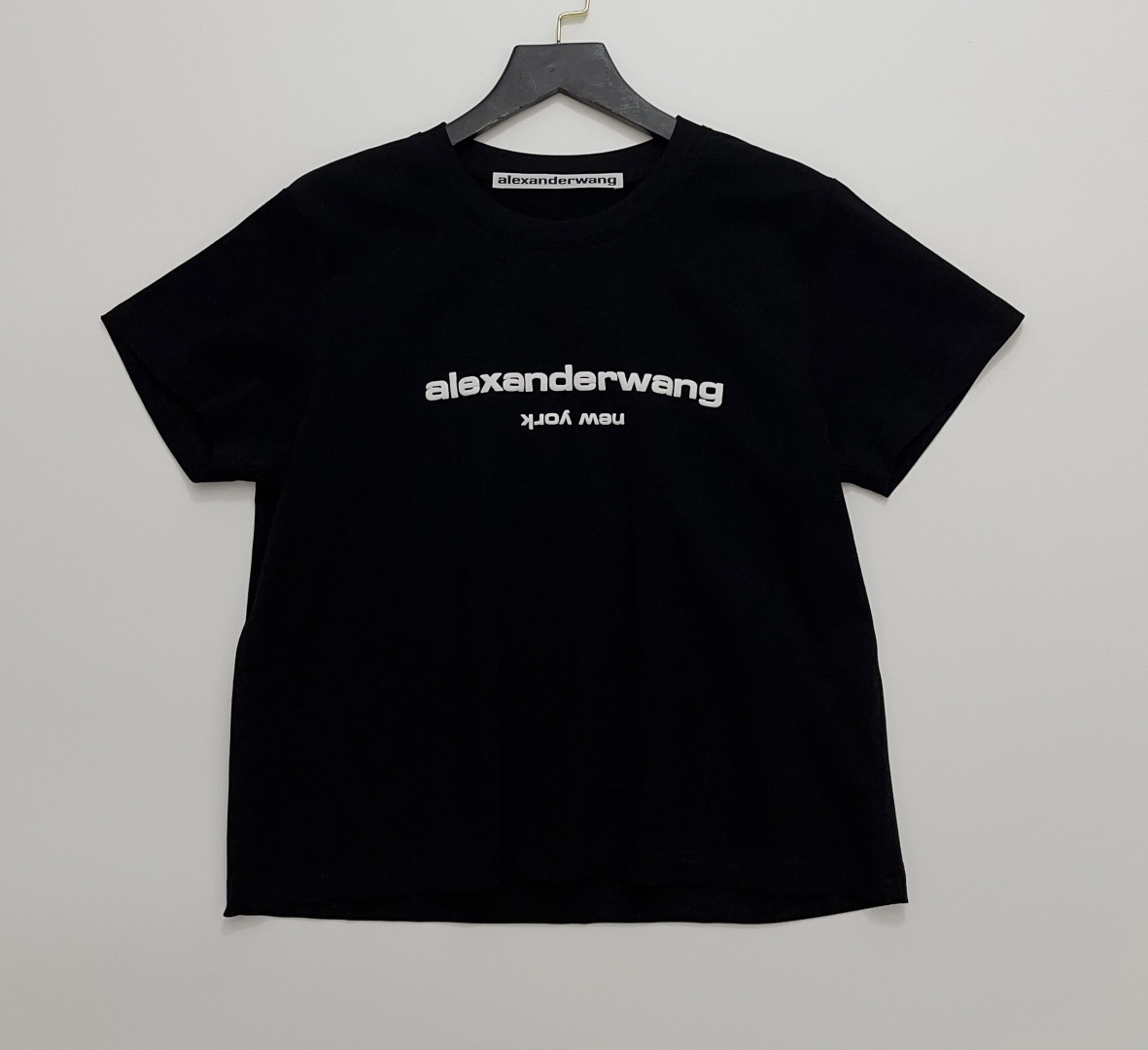 Alexander Wang Logo Round Neck Short Sleeve Cropped T-Shirt