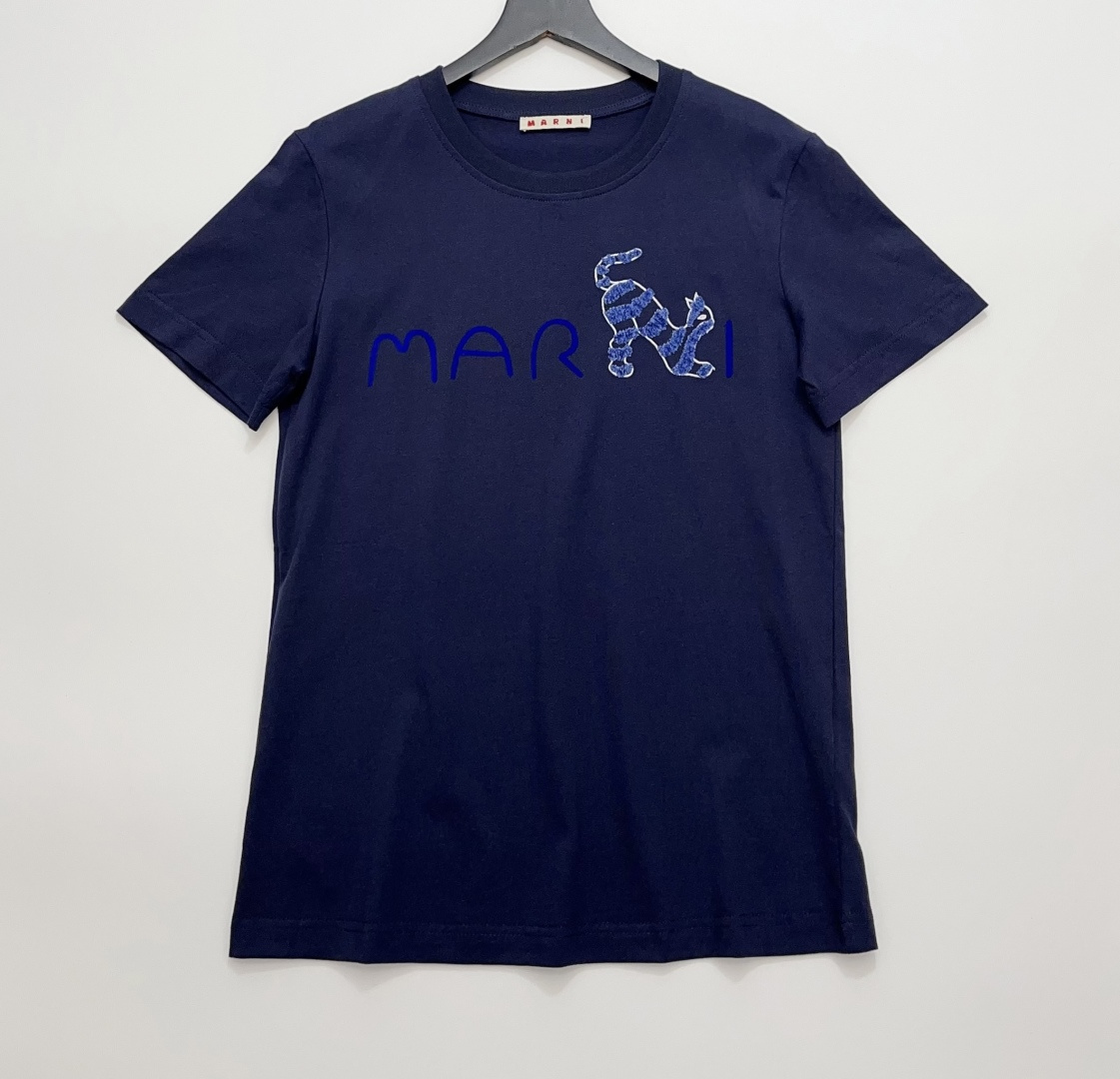 Marni Animal Letter Logo Round Neck Short Sleeve T-Shirt