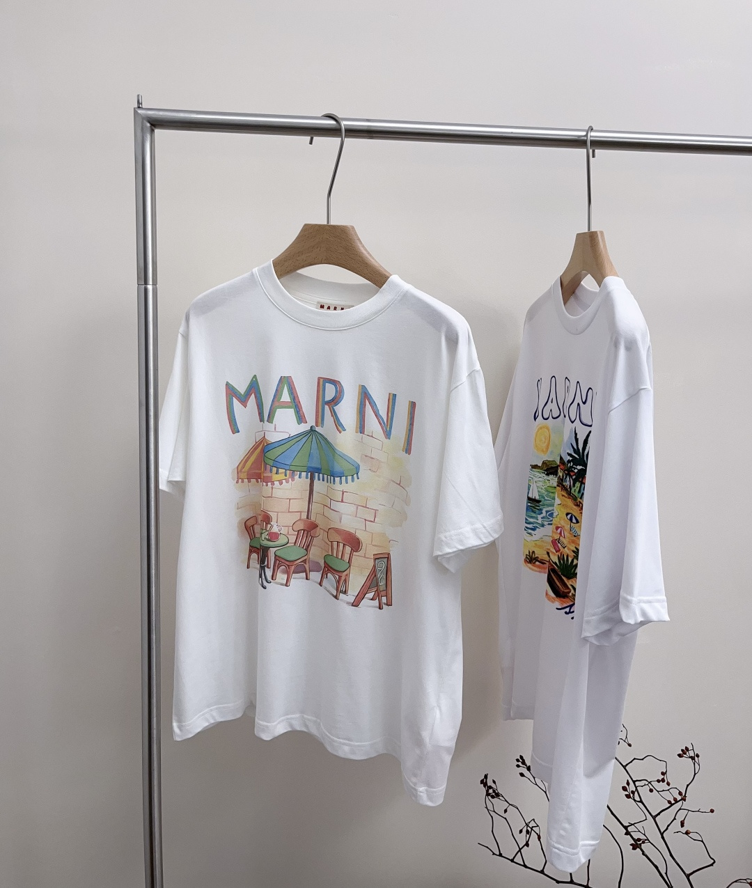 Marni Letter Print Loose Fit Short Sleeve T-Shirt
