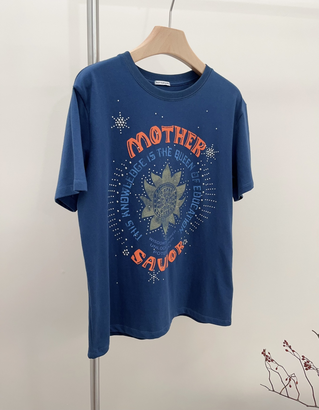 Mother 26 Spring Summer Loose Fit Studded Short Sleeve T-Shirt