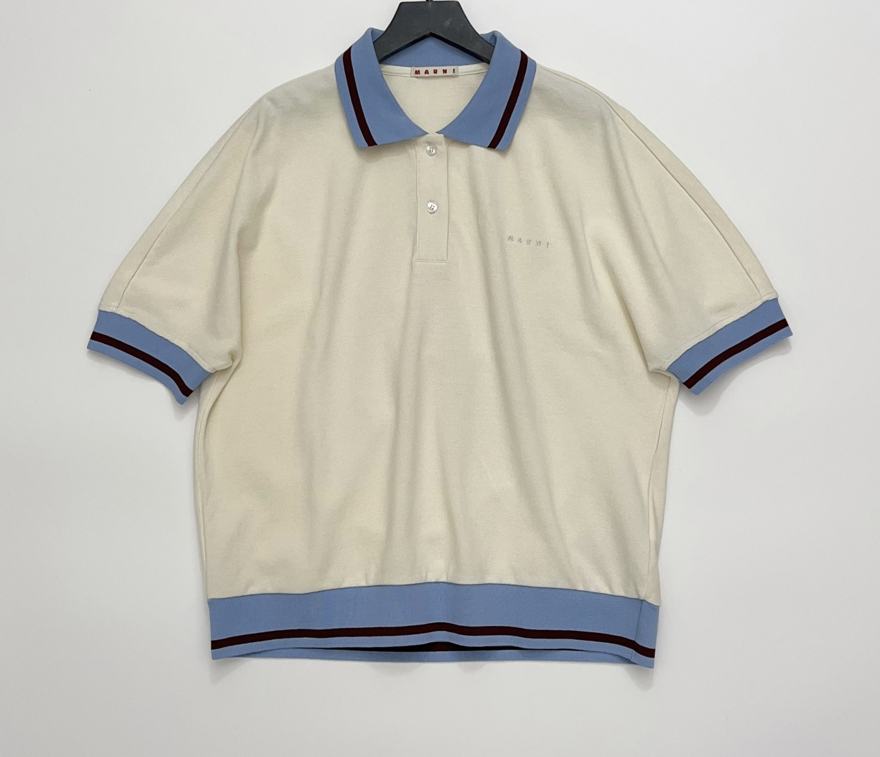 Marni Letter Embroidery Colorblock Polo Shirt