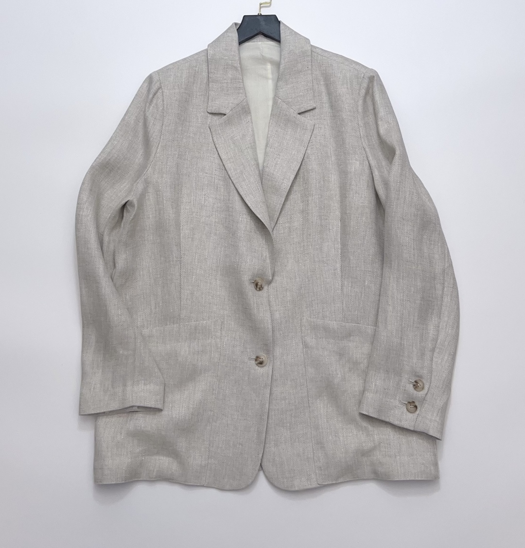 IRO Linen Herringbone Loose Simple V-Neck Blazer Jacket