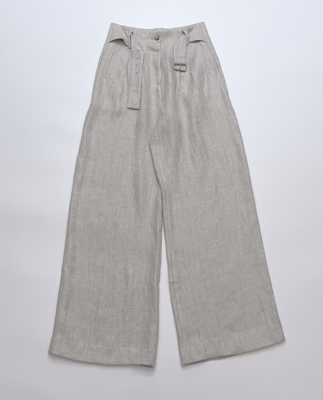 IRO Linen Herringbone Loose Fit Casual Trousers