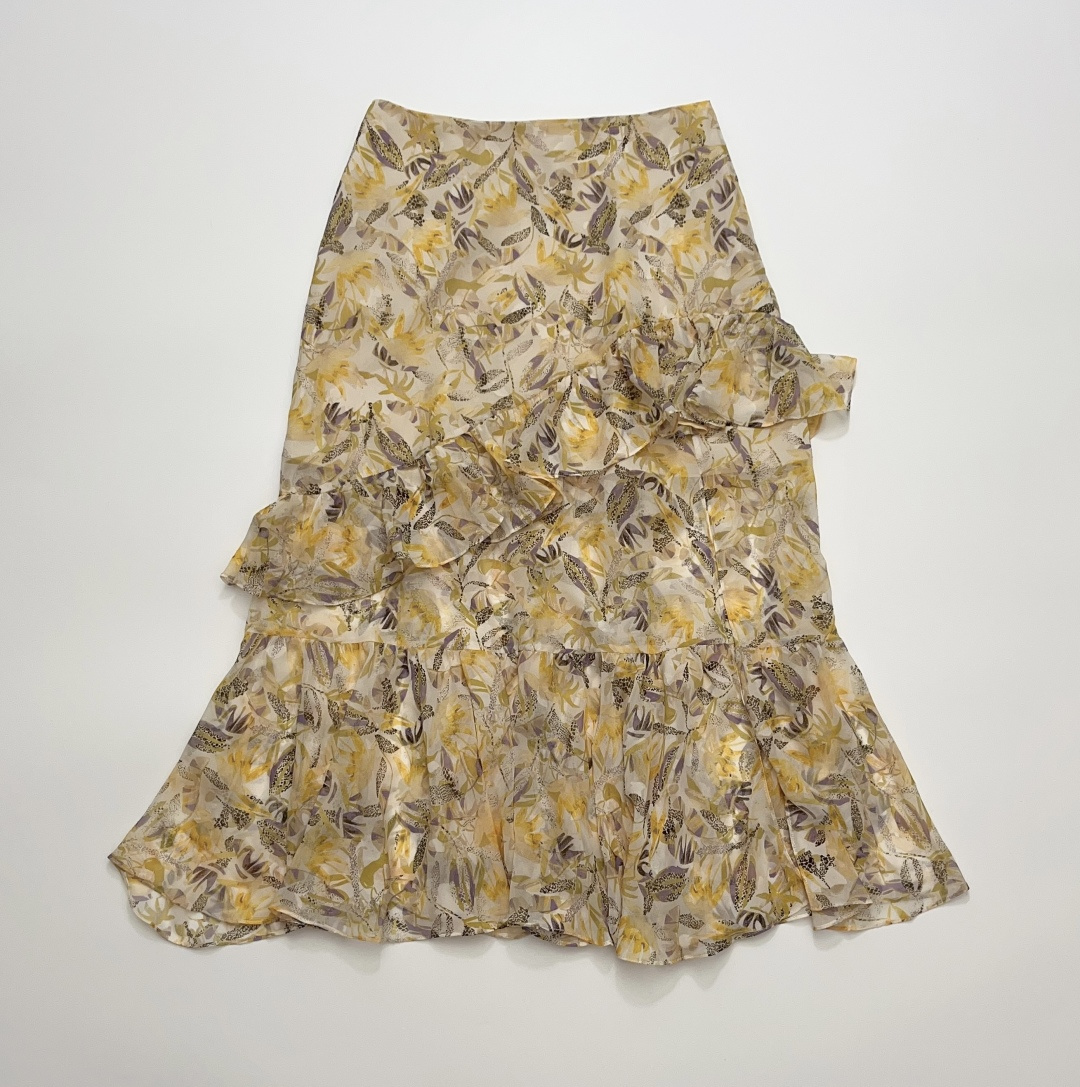 Isabel Marant Irregular Ruffle Floral Midi Skirt