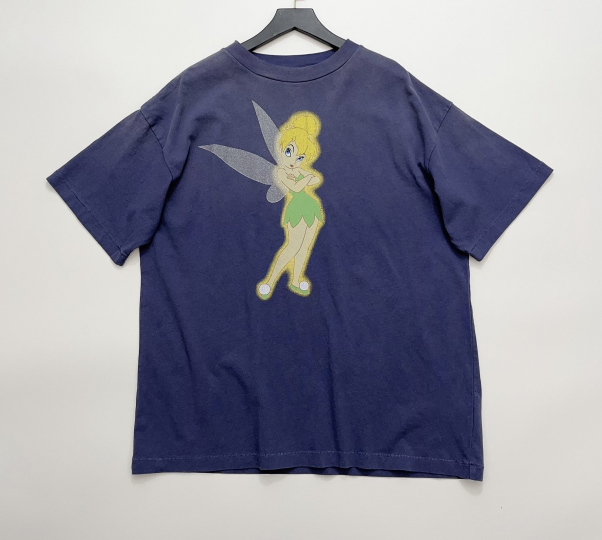 Niche Fairy Sprite Print Washed Blue Loose Pure Cotton Short Sleeve T-Shirt