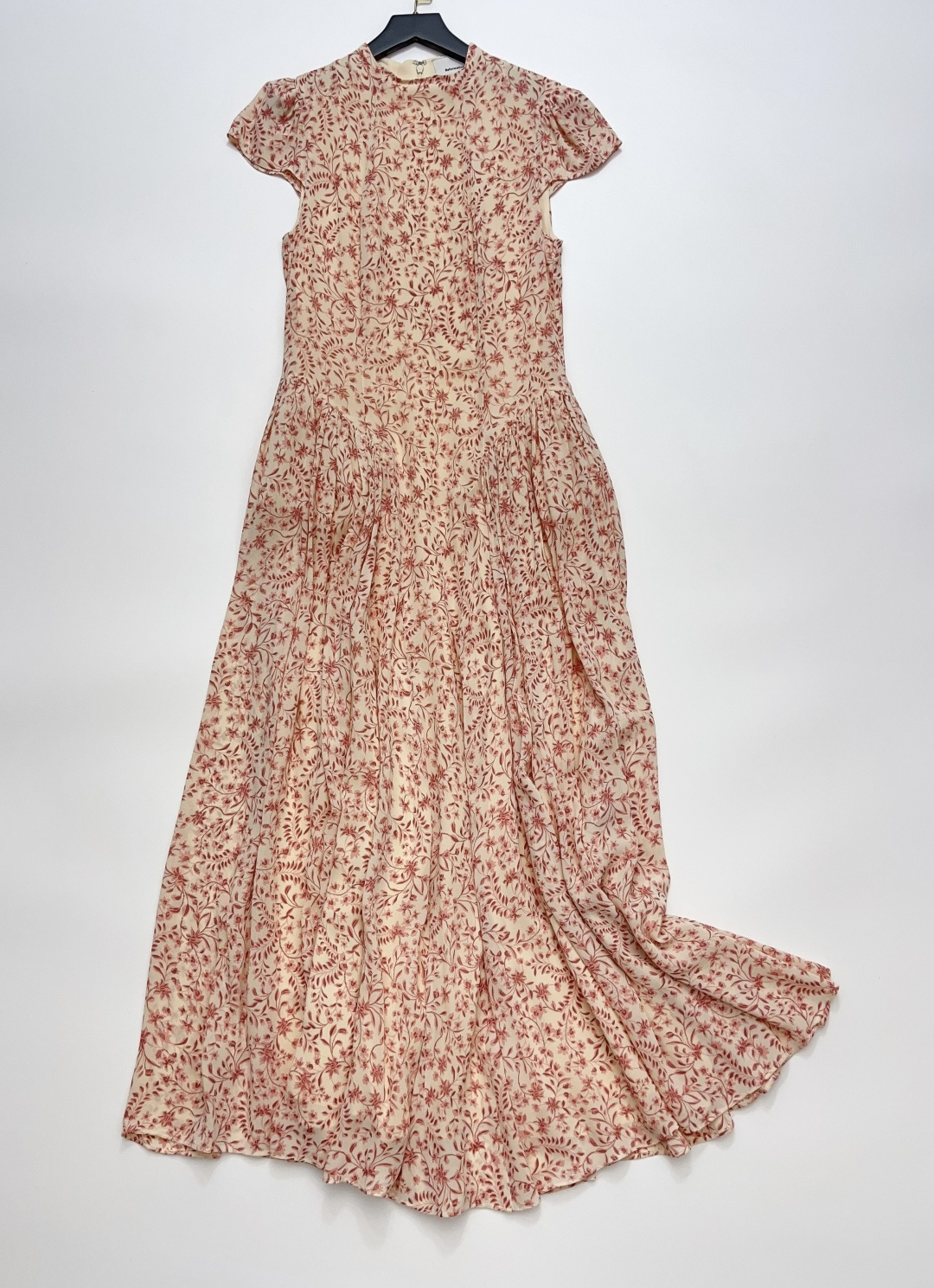 Reformation Maven Refined Stand Collar Waist-Cinch Pink Dress