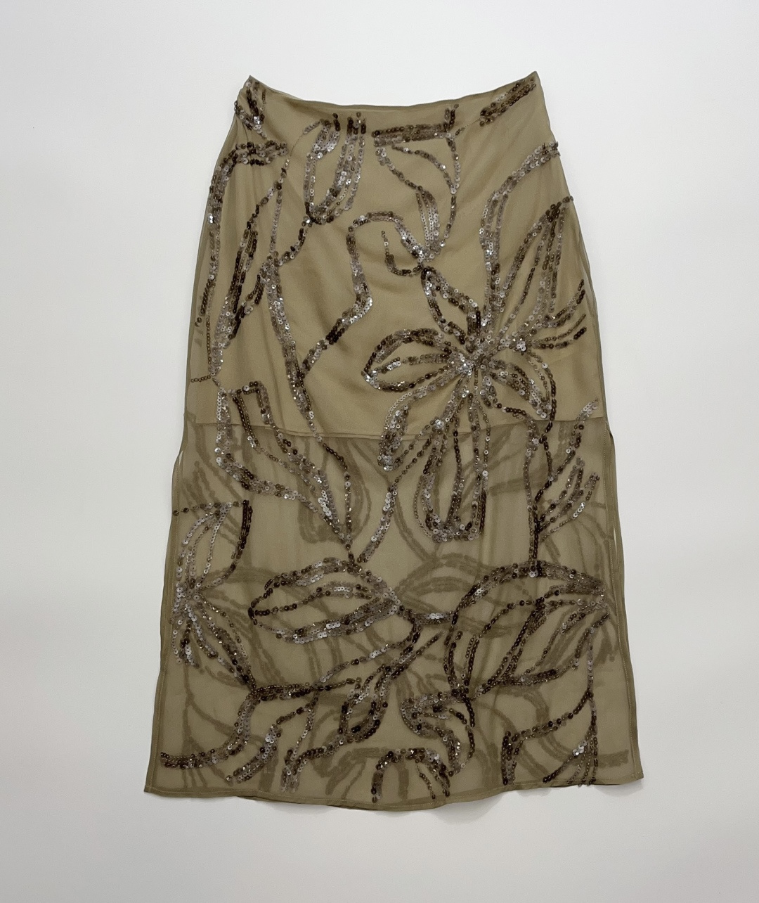 Brunello Cucinelli Silk Sequin Straight Skirt