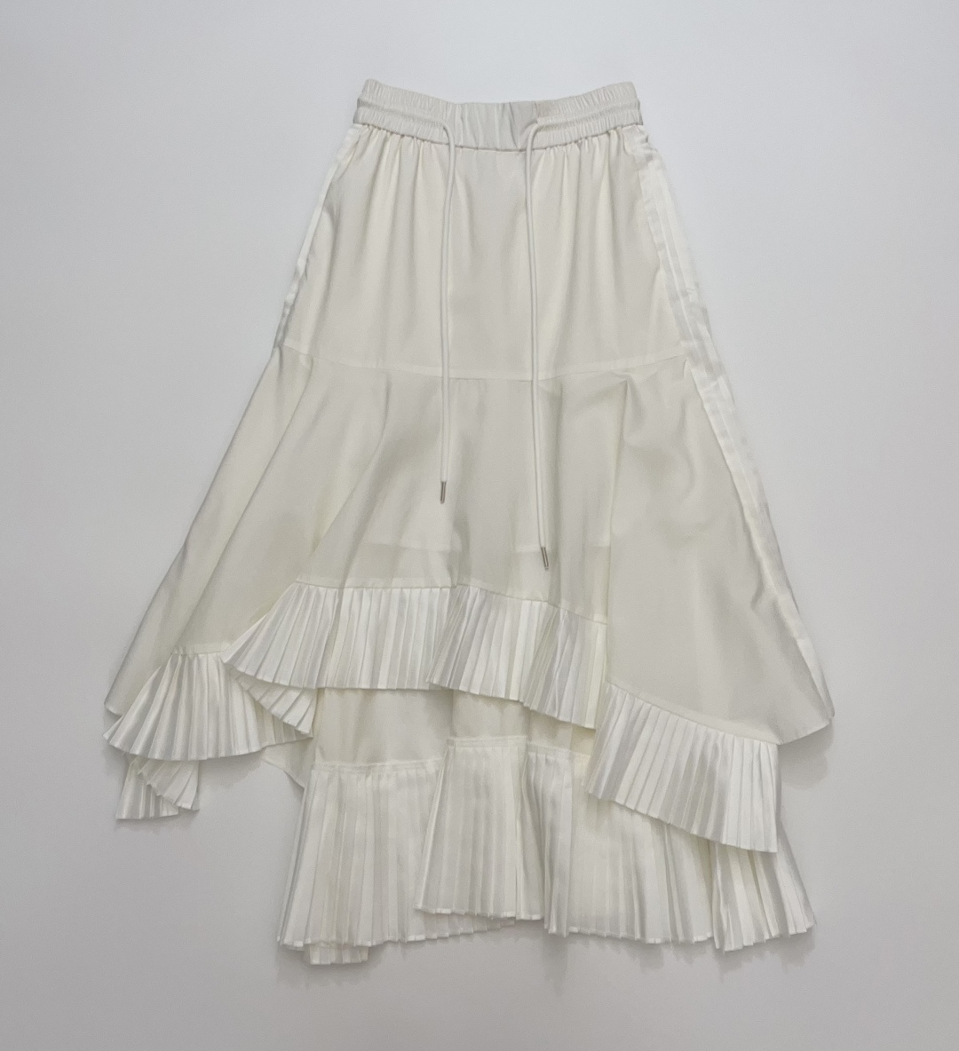 Unique Japanese Style Heavy Pleated Ruffle Irregular Fishtail Solid Color Skirt