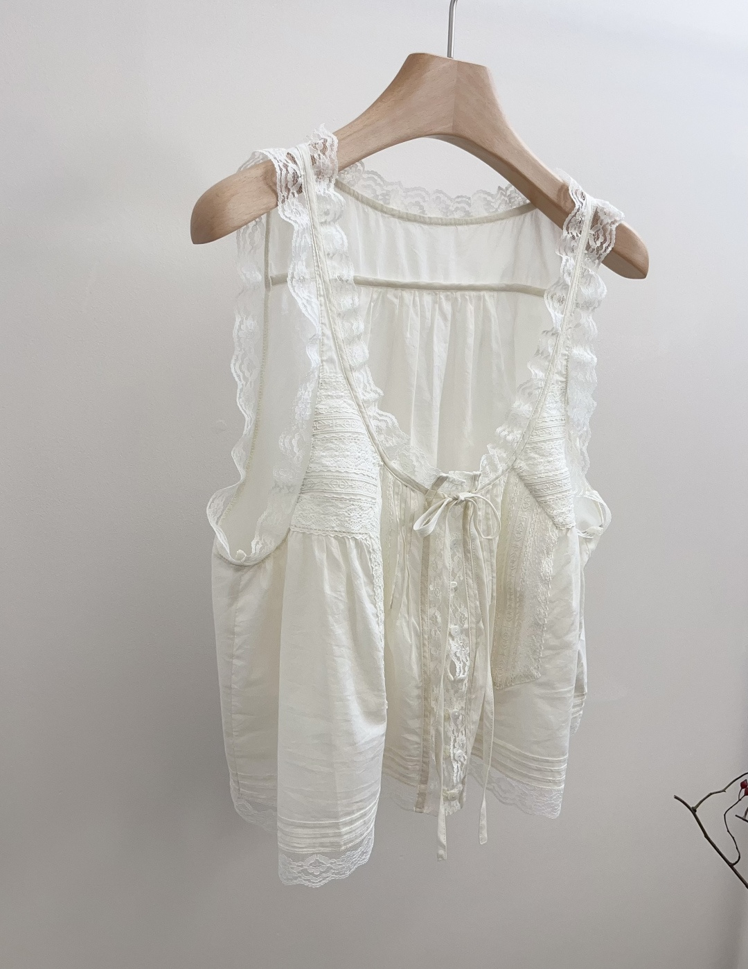 Free People Apricot Vintage Lace Trim Paneled Loose Fit Vest Top