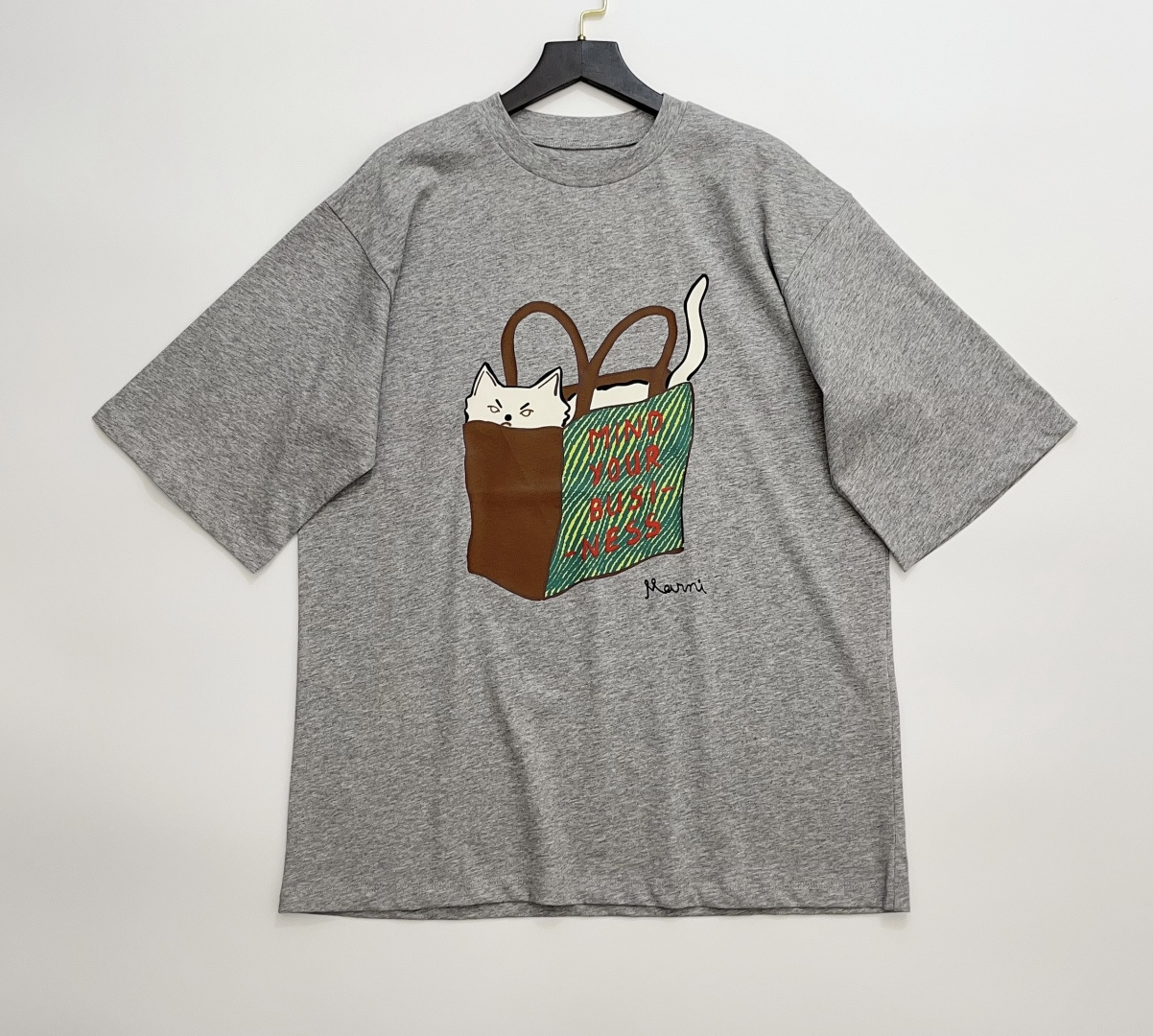Marni Cat Print Loose Short Sleeve T-Shirt Top