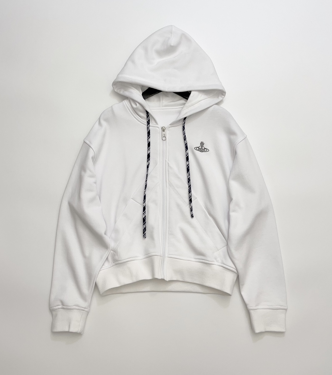 Vivienne Westwood Saturn Embroidered Hooded Zipper Sporty Sweatshirt Jacket